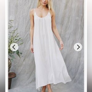 9Seed Resort Cotton Beachy Cover Up Seychelles Cross Back Maxi Dress OS
